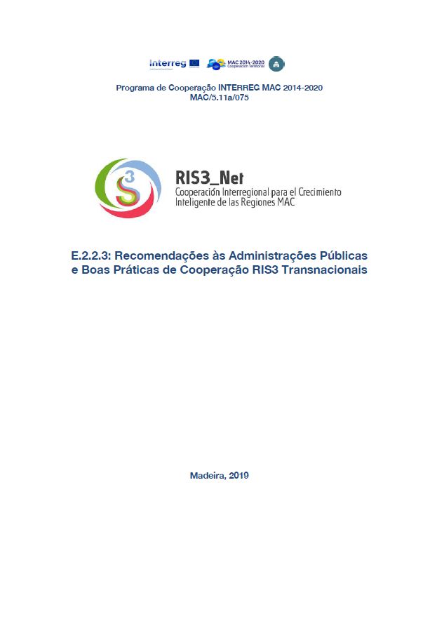 Recomendações às Administrações Públicas e Boas Práticas de Cooperação RIS3 Transnacionais